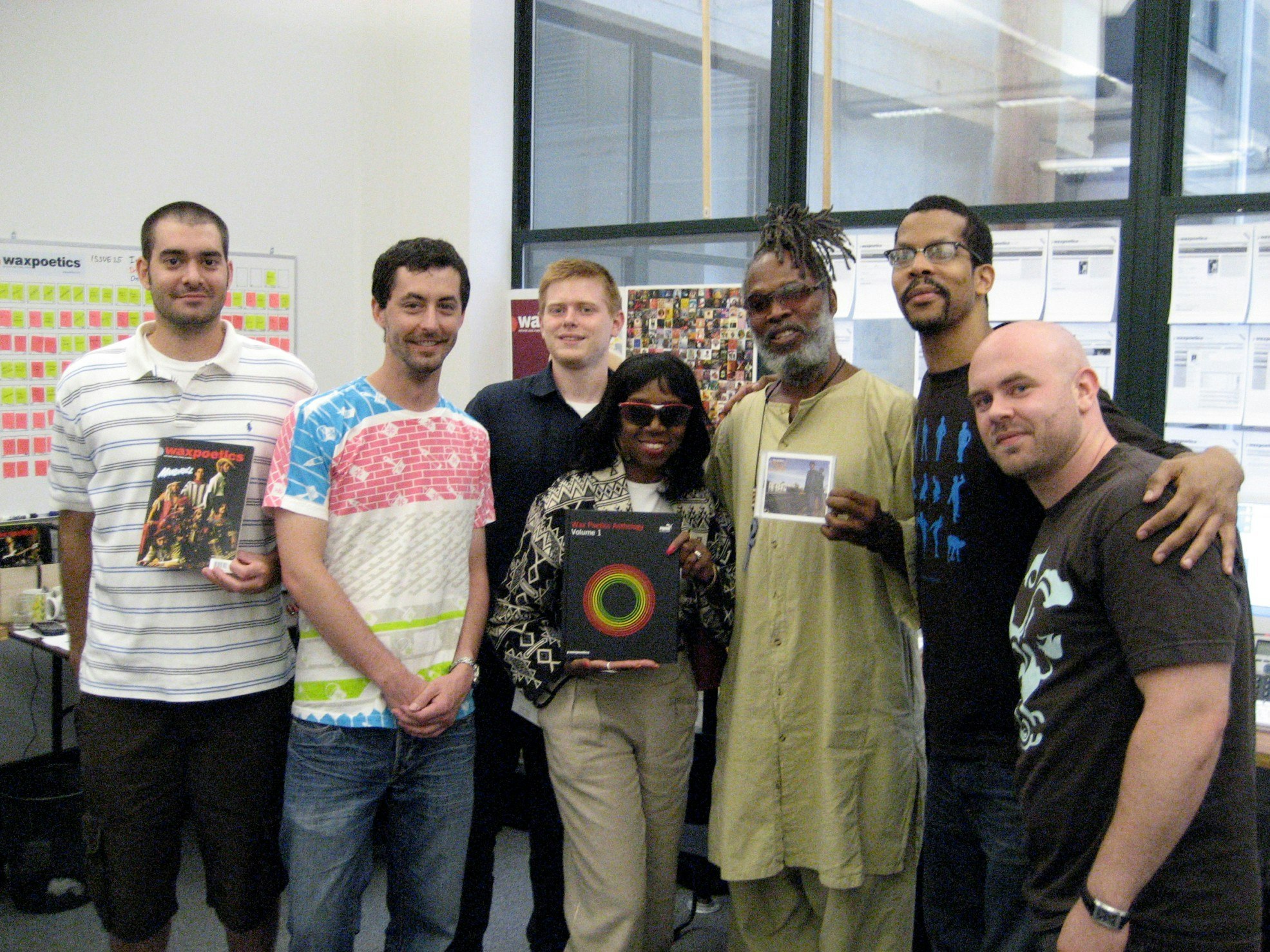 (left to right) Brian DiGenti, Kevin DeBernardi, Michael Coxen, Mandrill manager, Mandrill cofounder and leader Dr. Ricardo Wilson (Doc Ric), Amir Abdullah, and Dennis Coxen. Brooklyn, New York, August 2007.